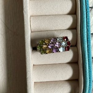 Mixed Gemstones/Sterling Silver Ring, size approx 8